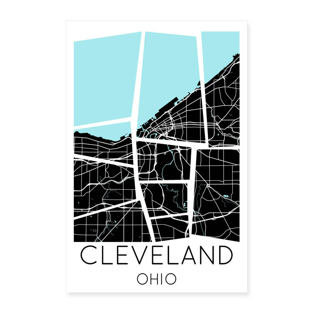Poster Cleveland - Plan Cleveland - 40 x 60 cm - blanc
