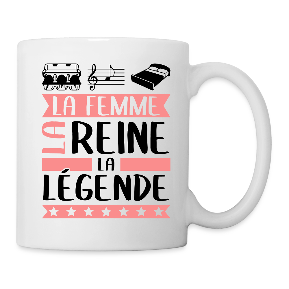 Mug blanc Eulalie rébus – La femme, la reine, la légende - blanc