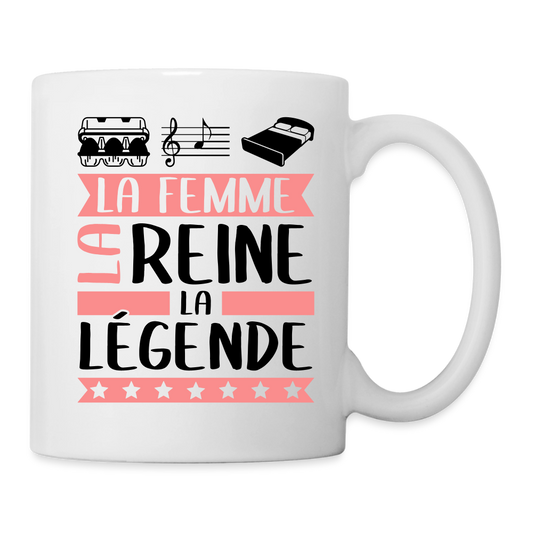 Mug blanc Eulalie rébus – La femme, la reine, la légende - blanc