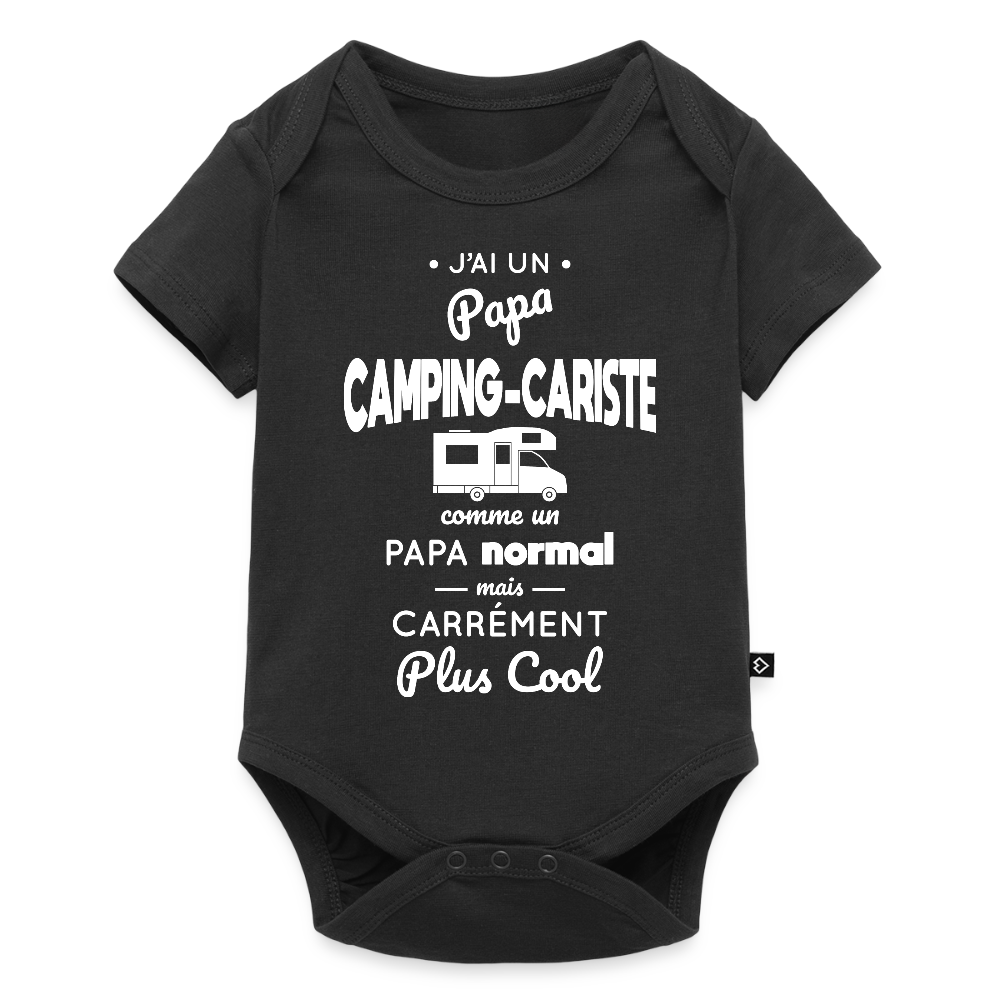 Body Bébé bio manches courtes - J'ai un papa camping-cariste - noir