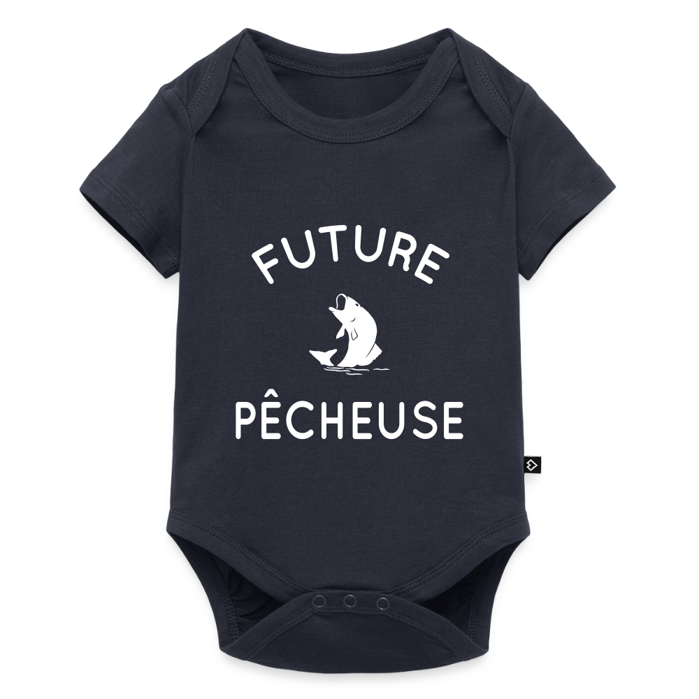 Body Bébé bio manches courtes - Future pêcheuse - bleu marine