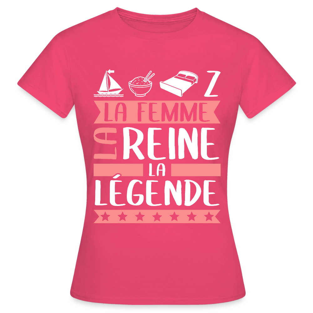 T-shirt femme Marie-Lise rébus – La femme, la reine, la légende - rose azalée