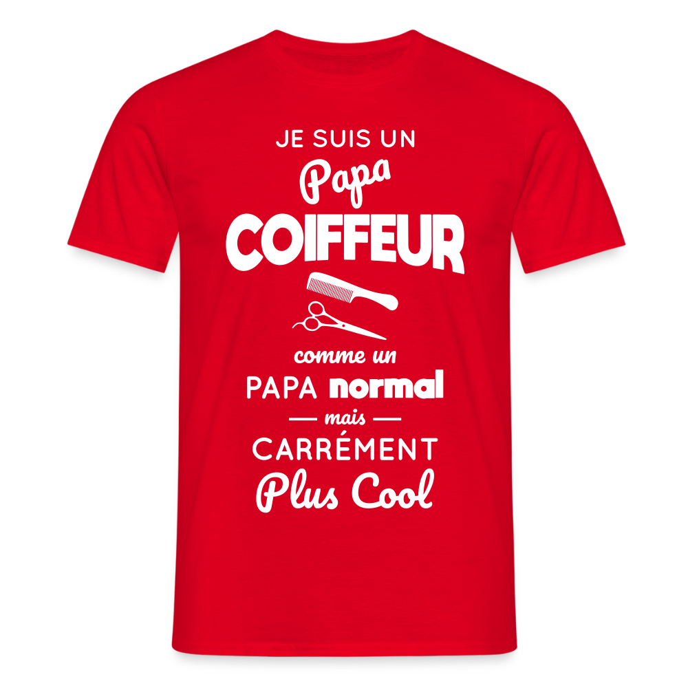 T-shirt Homme - Papa coiffeur plus cool - rouge