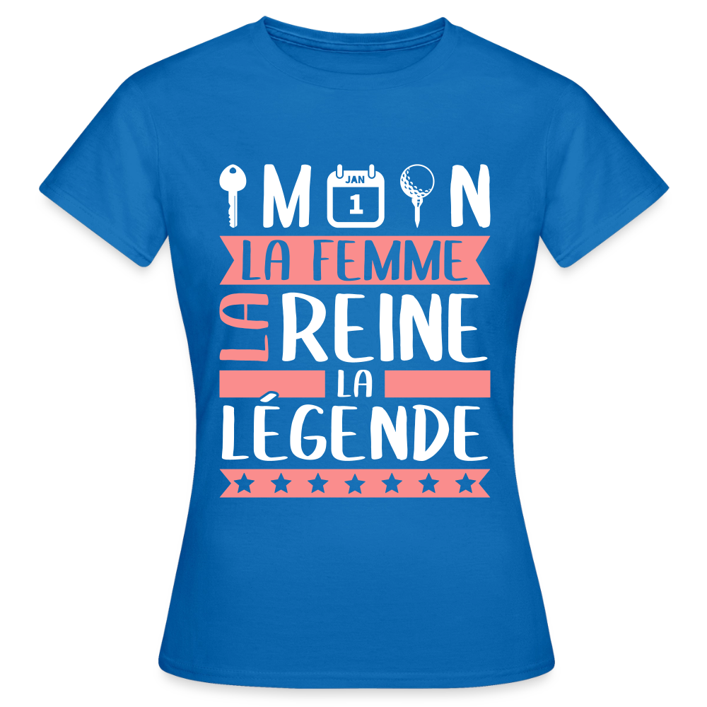 T-shirt femme Clémentine rébus – La femme, la reine, la légende - bleu royal