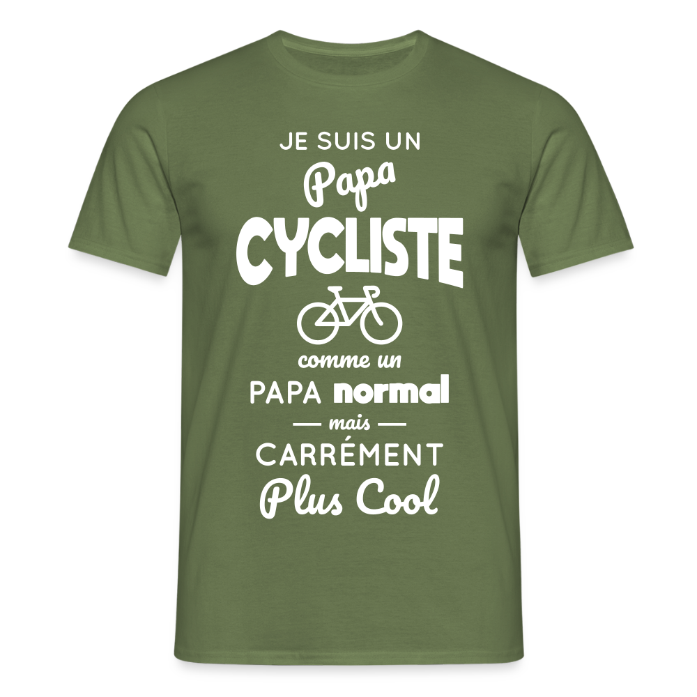 T-shirt Homme -  Papa cycliste plus cool - vert militaire