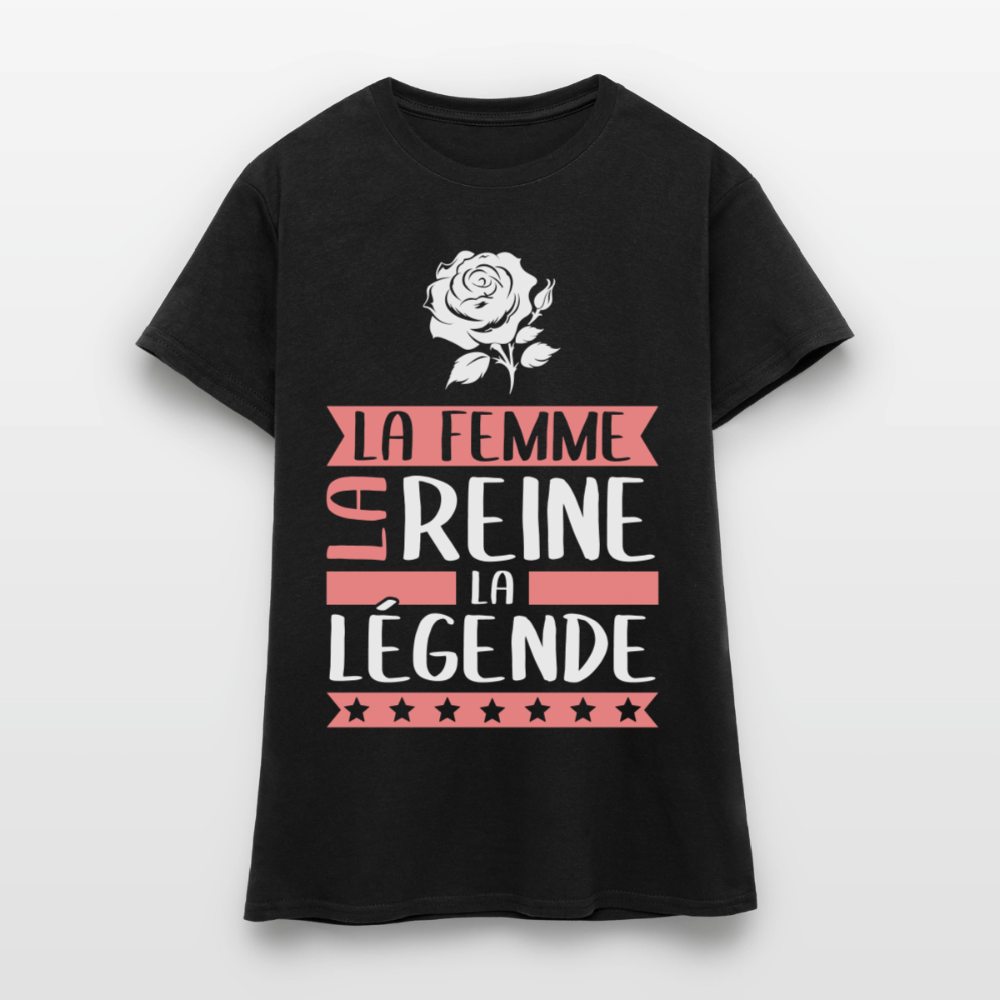 T-shirt femme Rose rébus – La femme, la reine, la légende - noir