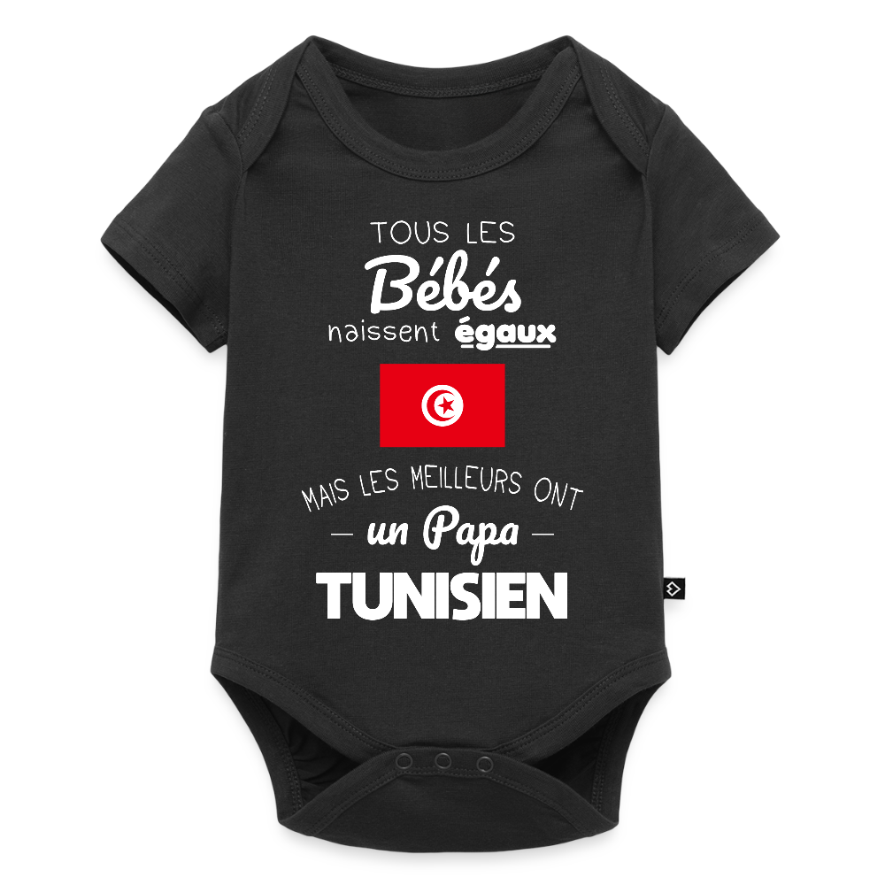 Body Bébé bio manches courtes - Les Meilleurs Ont Un Papa Tunisien - noir