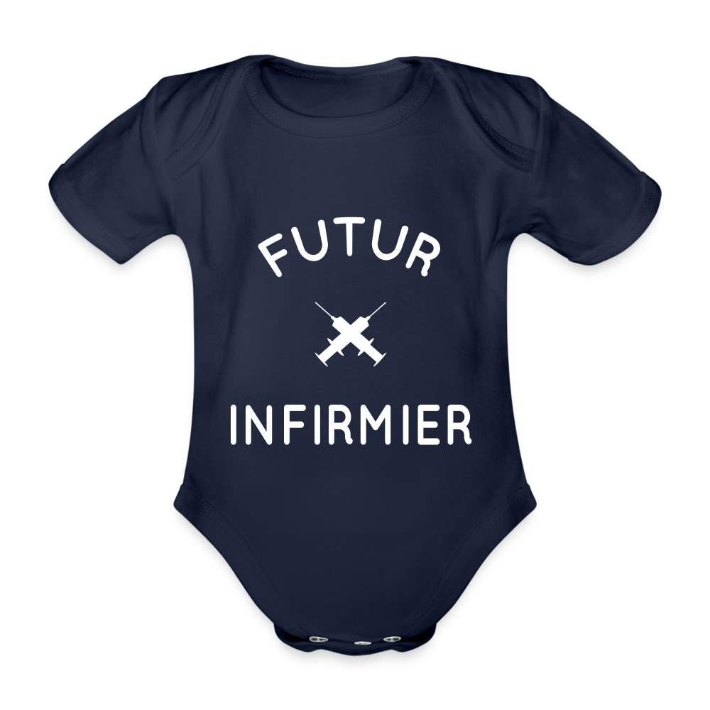 Body Bébé bio manches courtes - Futur infirmier - marine foncé