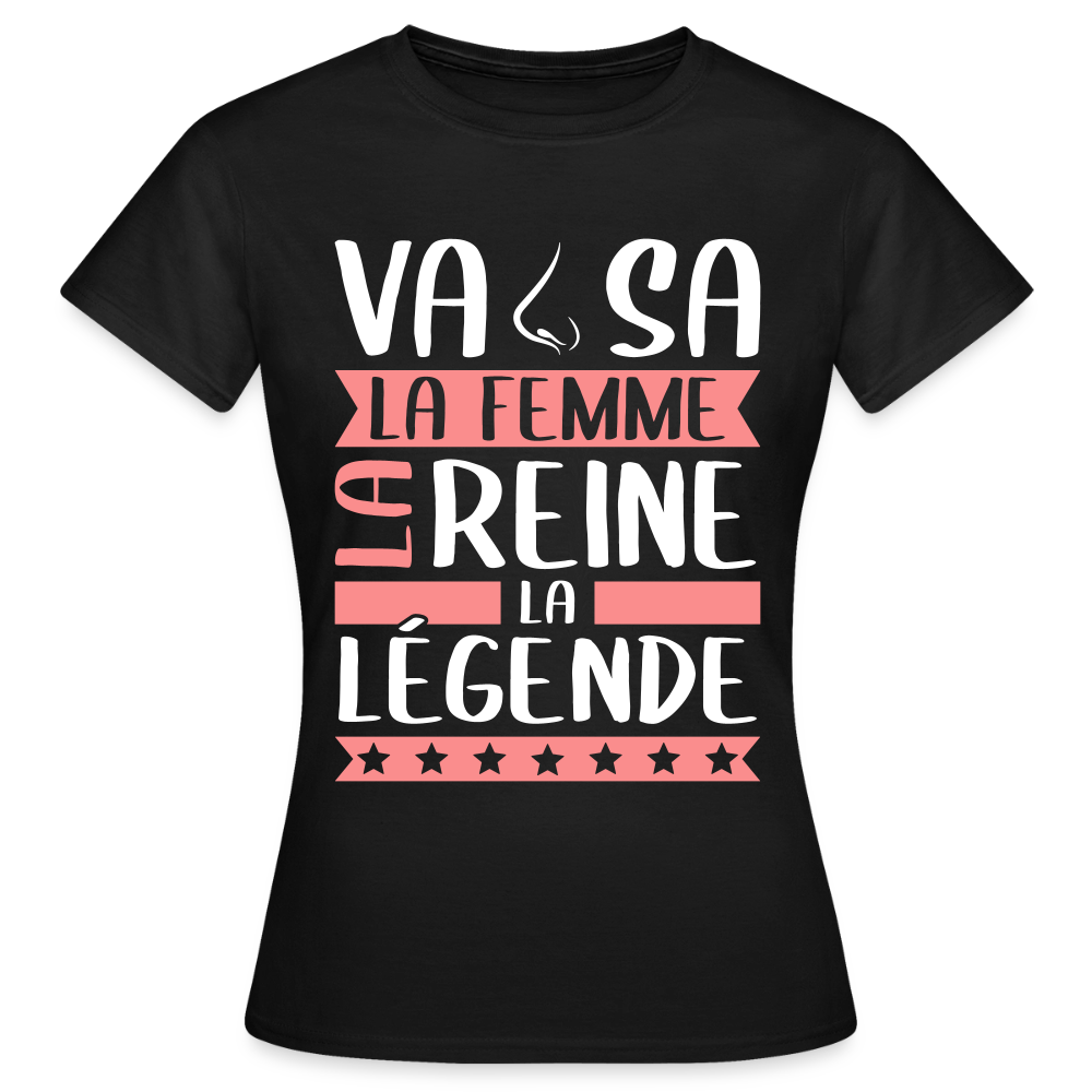 T-shirt femme Vanessa rébus – La femme, la reine, la légende - noir