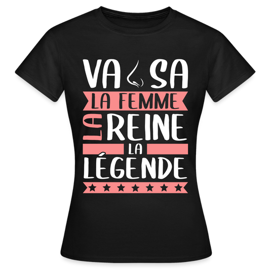T-shirt femme Vanessa rébus – La femme, la reine, la légende - noir