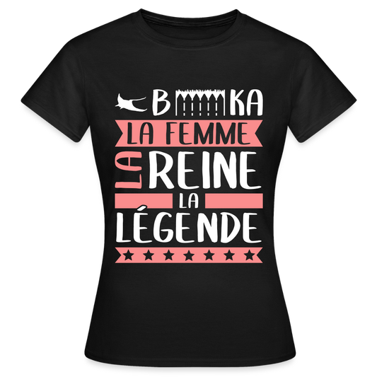 T-shirt femme Rébecca rébus – La femme, la reine, la légende - noir