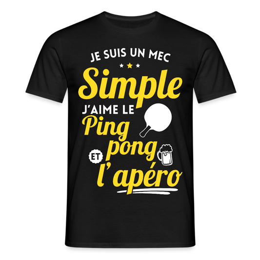 T-shirt Homme - J'aime le ping-pong et l'apéro - noir