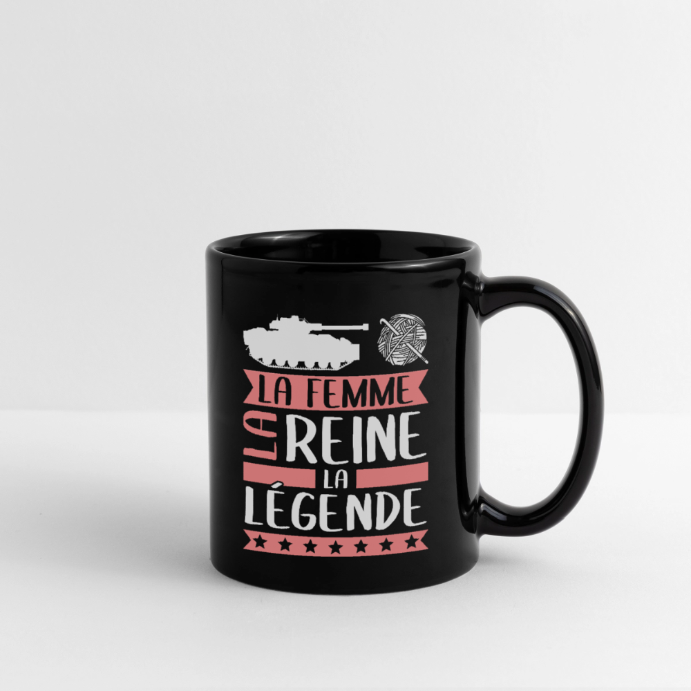 Mug uni Charlène rébus – La femme, la reine, la légende - noir