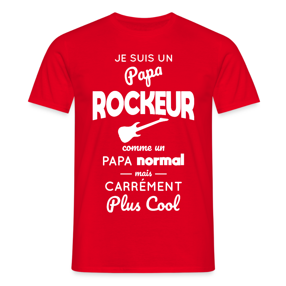 T-shirt Homme - Papa rockeur plus cool - rouge