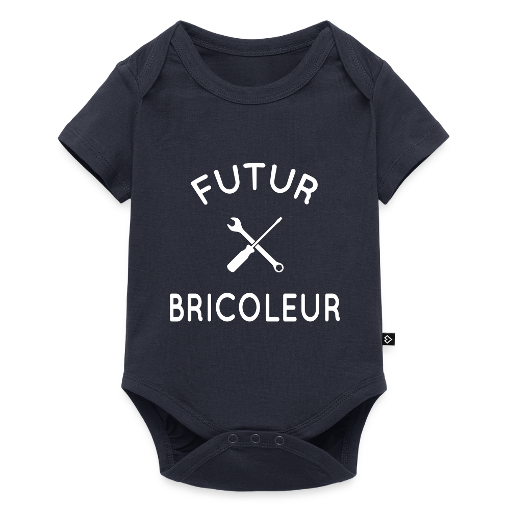 Body Bébé bio manches courtes - Futur bricoleur - bleu marine