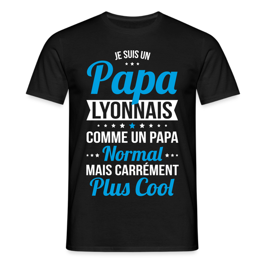 T-shirt Homme - Papa Lyonnais Plus Cool - noir