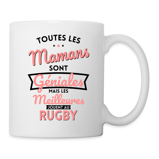 Mug blanc - Mamans géniales - Les meilleures jouent au rugby - blanc