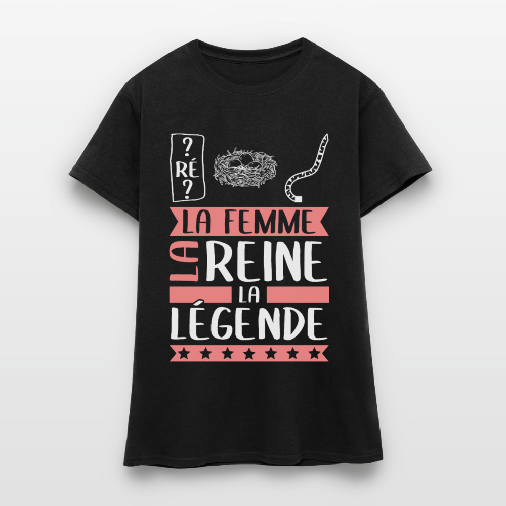 T-shirt femme Dominique rébus – La femme, la reine, la légende - noir