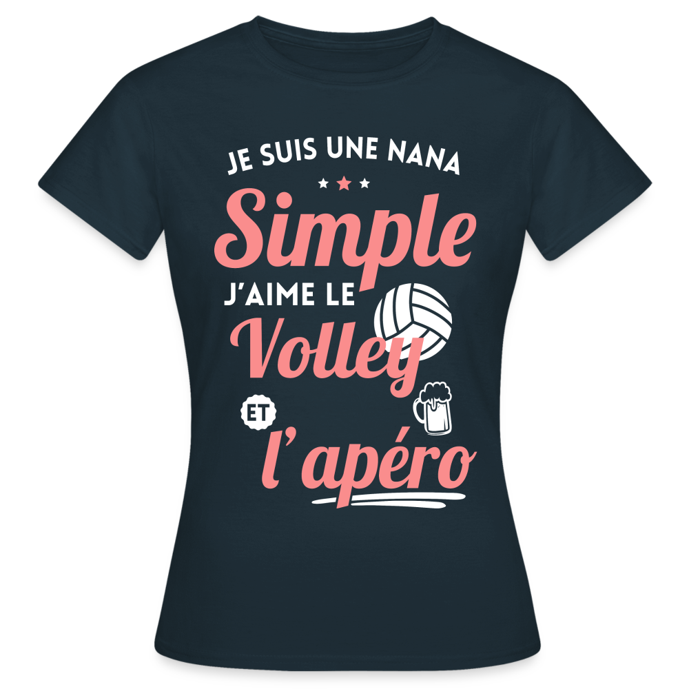T-shirt Femme - J'aime le volley et l'apéro - marine