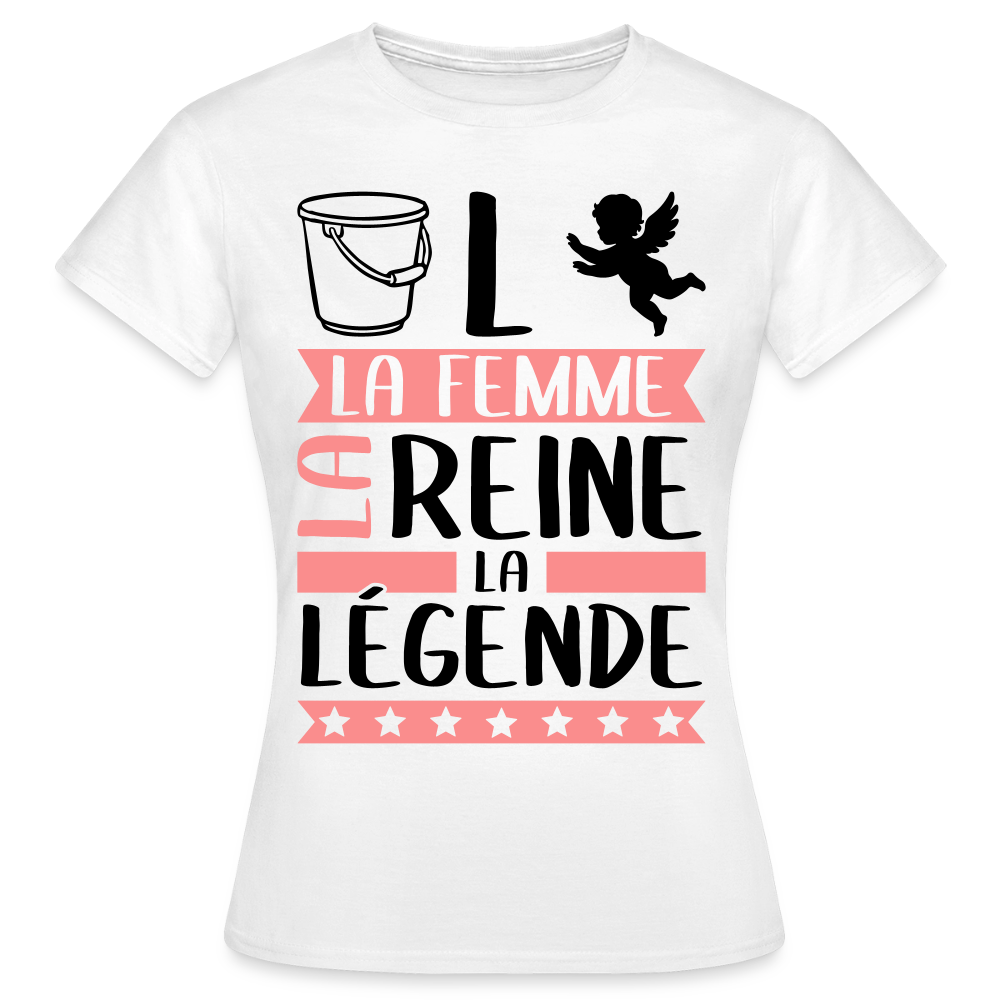 T-shirt femme coloris clair Solange en rébus – La femme, la reine, la légende - blanc