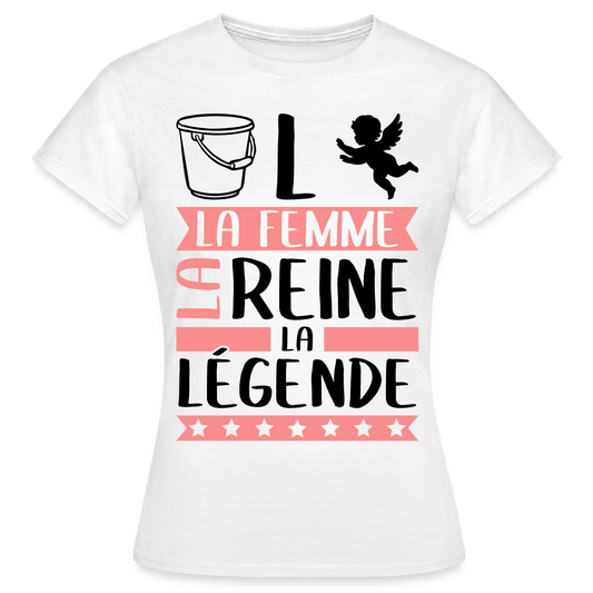 T-shirt femme coloris clair Solange en rébus – La femme, la reine, la légende - blanc