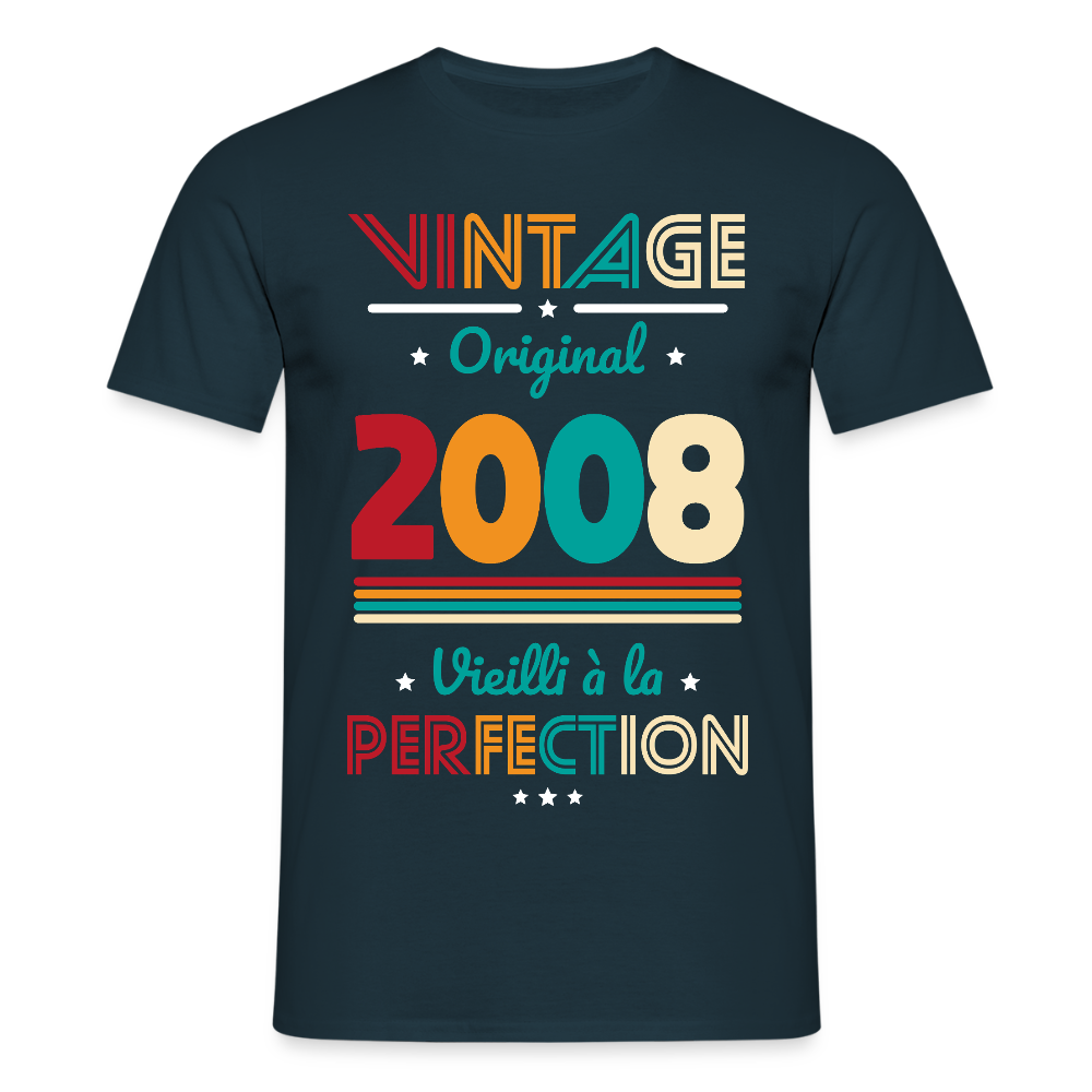 T-shirt anniversaire homme 18 ans – Vintage, original, 2008 - marine