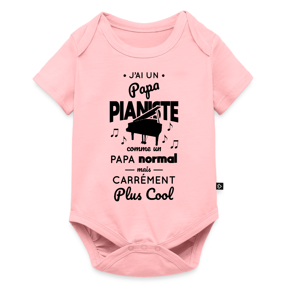 Body Bébé bio manches courtes - J'ai un papa pianiste - rose