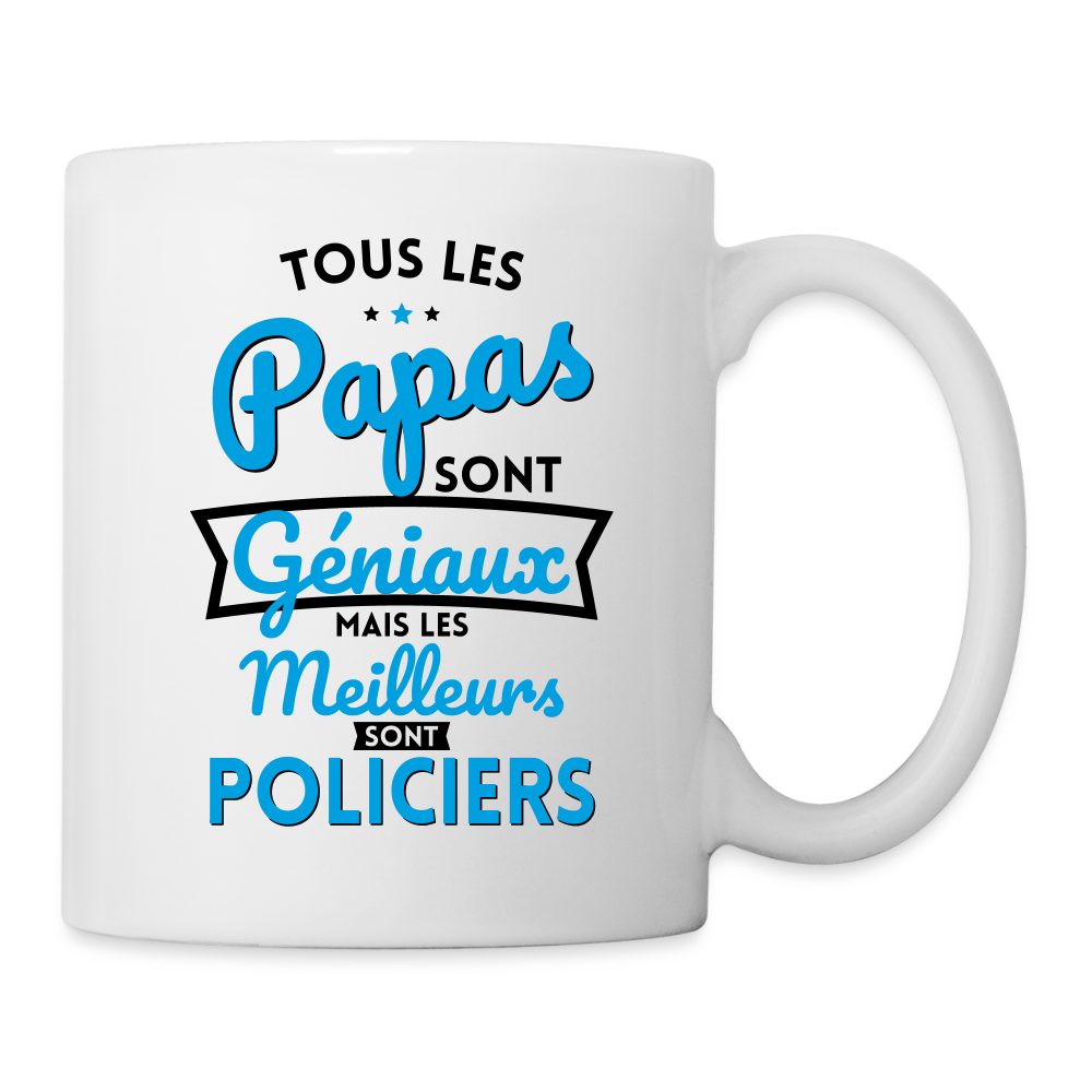 Mug blanc - Papas géniaux - Les meilleurs sont policiers - blanc