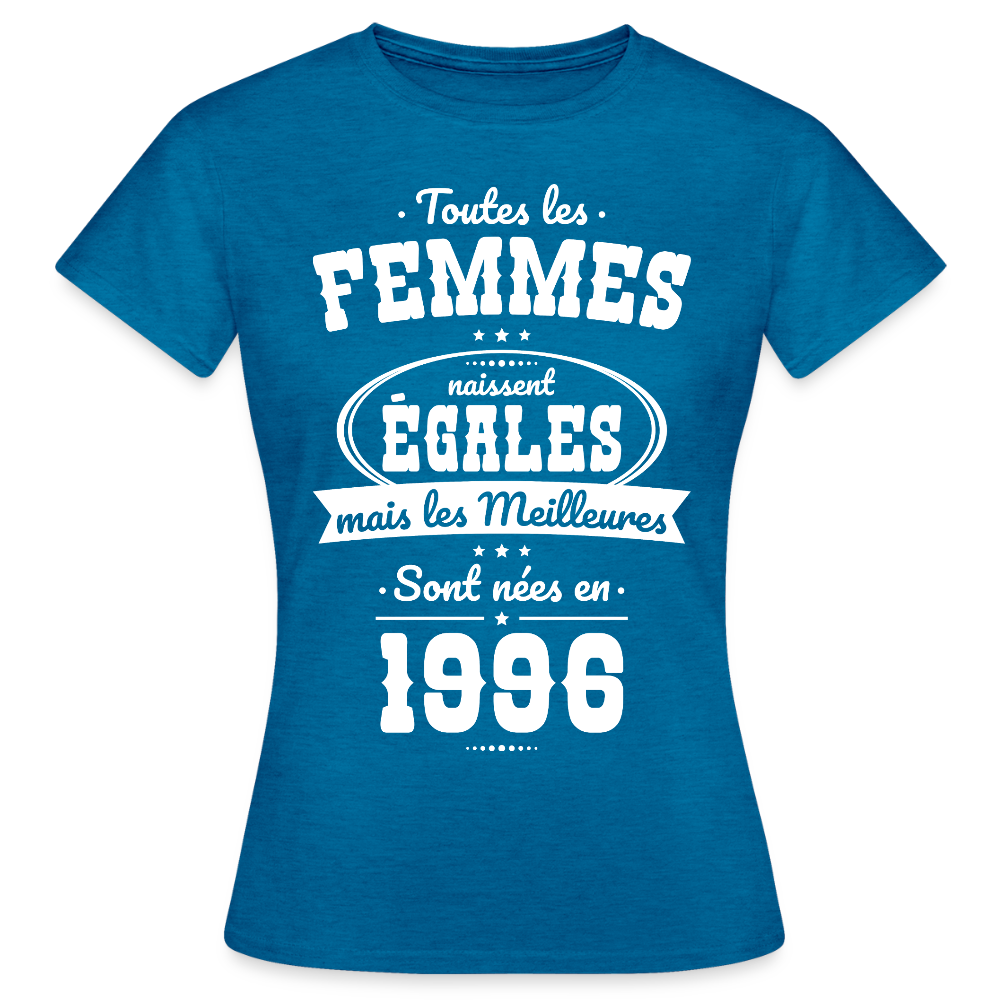 T-shirt anniversaire femme 30 ans – Les meilleures sont nées en 1996 - bleu saphir antique chiné