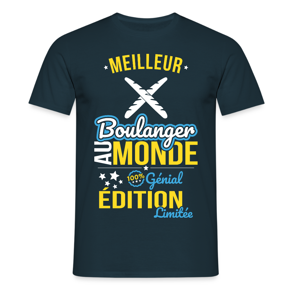 T-shirt Homme - Meilleur Boulanger au monde - 100% génial - marine