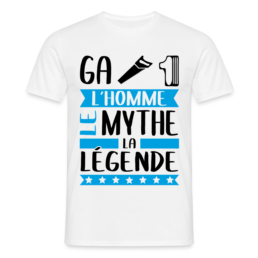 T-shirt homme coloris clair Gatien en rébus – L’homme, le mythe, la légende - blanc