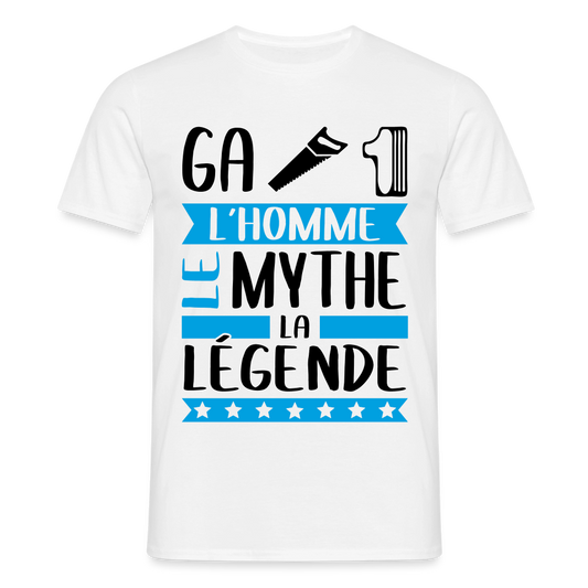 T-shirt homme coloris clair Gatien en rébus – L’homme, le mythe, la légende - blanc