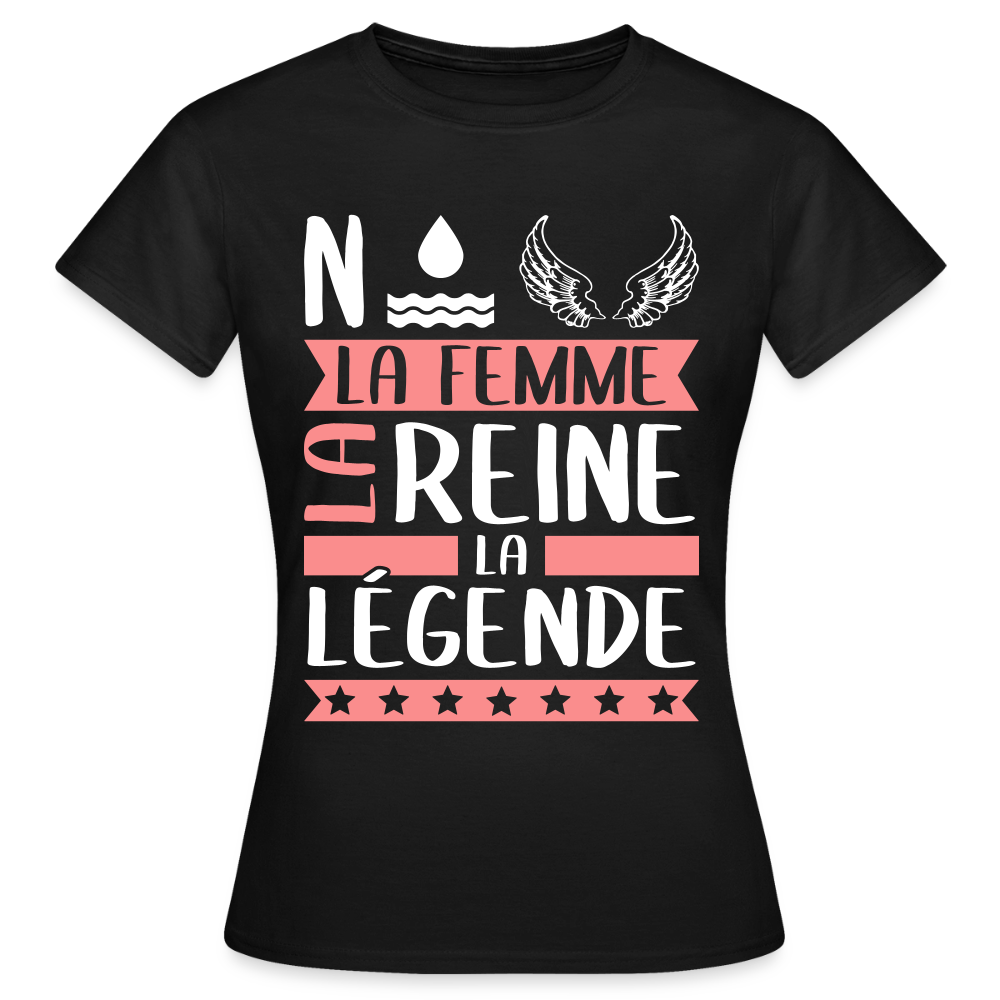 T-shirt femme Noëlle rébus – La femme, la reine, la légende - noir
