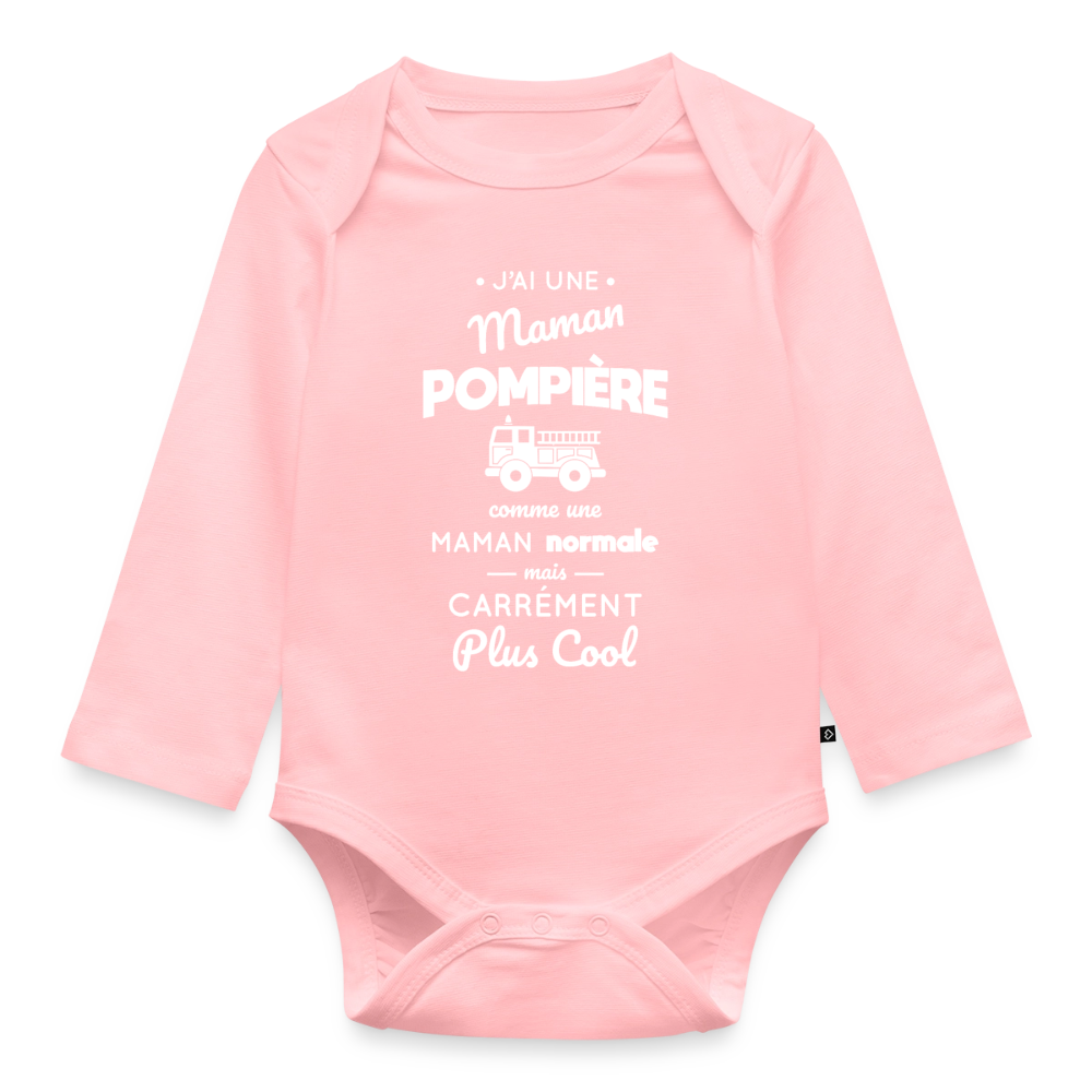Body Bébé bio manches longues - J'ai une maman pompière - rose
