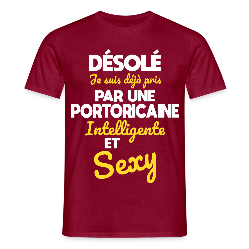 T-shirt Homme -  Je suis déjà pris par une Portoricaine intelligente et sexy - rouge brique