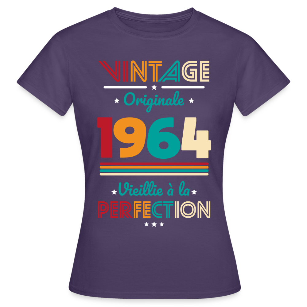 T-shirt Femme - Anniversaire 61 Ans - Vintage Originale 1964 - violet foncé