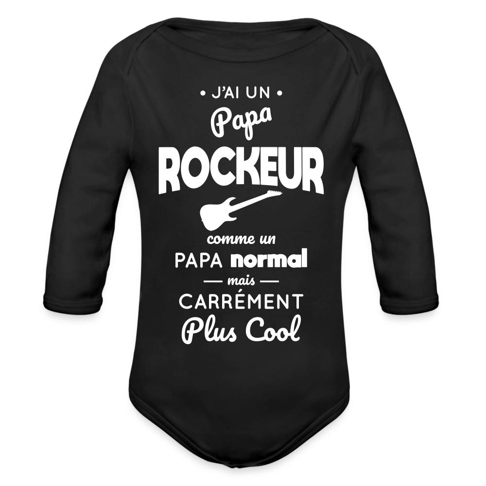 Body Bébé bio manches longues - J'ai un papa rockeur - noir