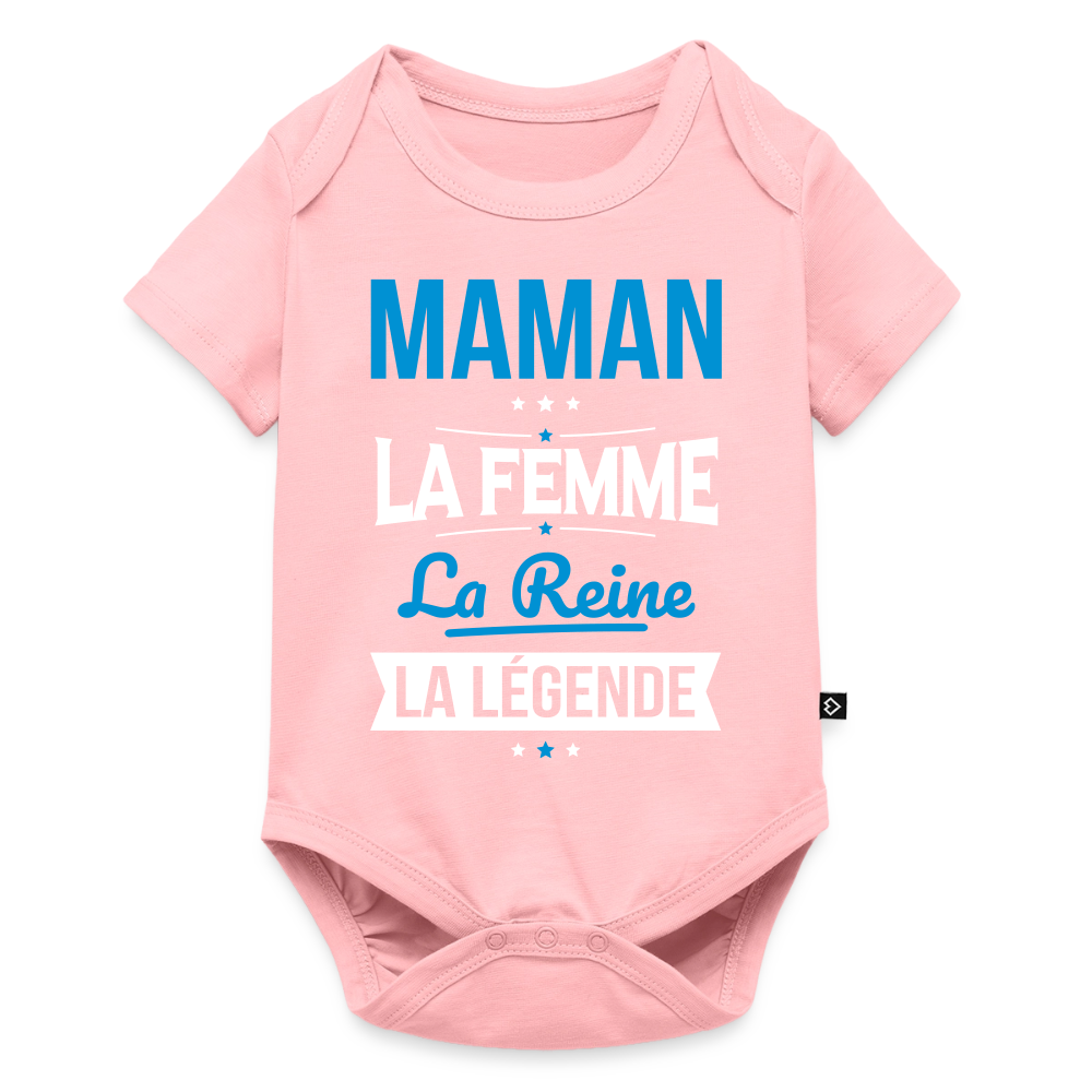 Body bébé bio manches courtes - Maman, femme, reine, légende - rose