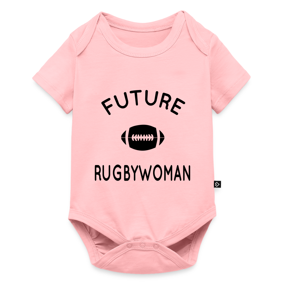 Body Bébé bio manches courtes - Future rugbywoman - rose