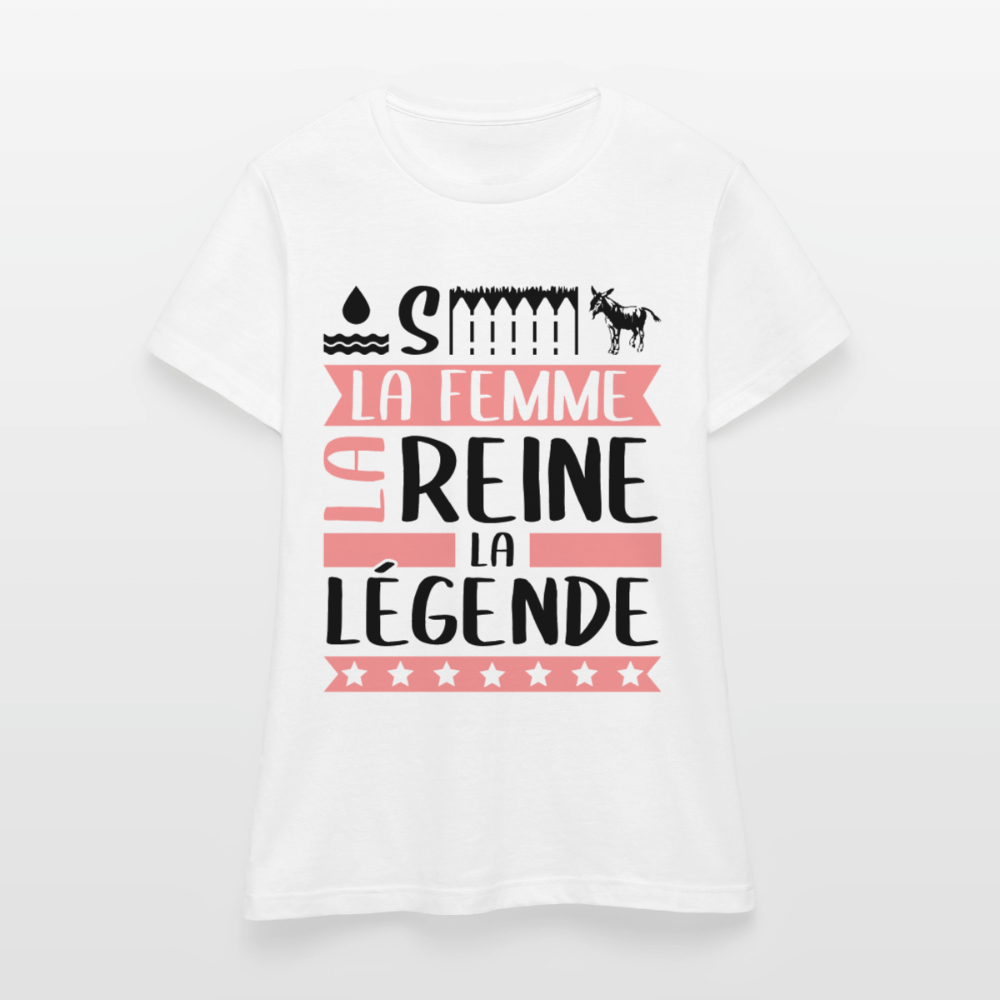 T-shirt femme coloris clair Océane rébus – La femme, la reine, la légende - blanc