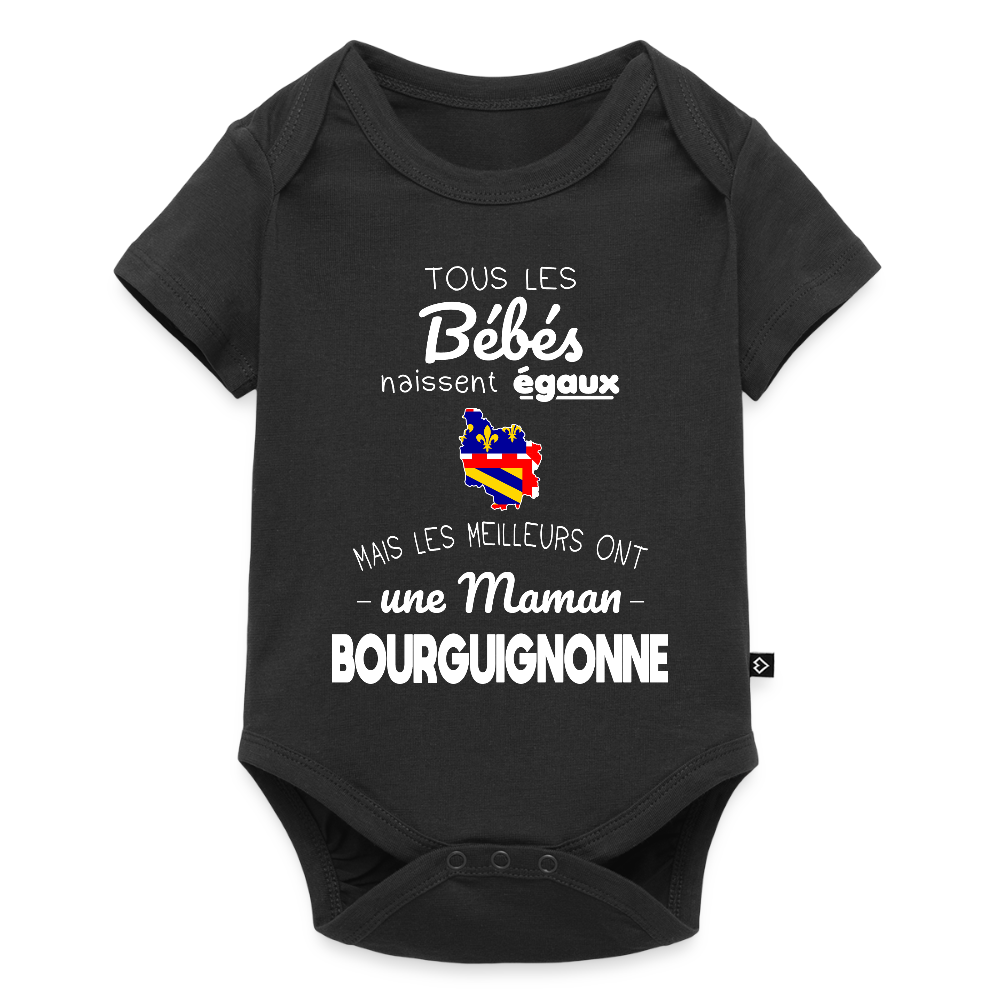 Body Bébé bio manches courtes - Les Meilleurs Ont Une Maman Bourguignonne - noir