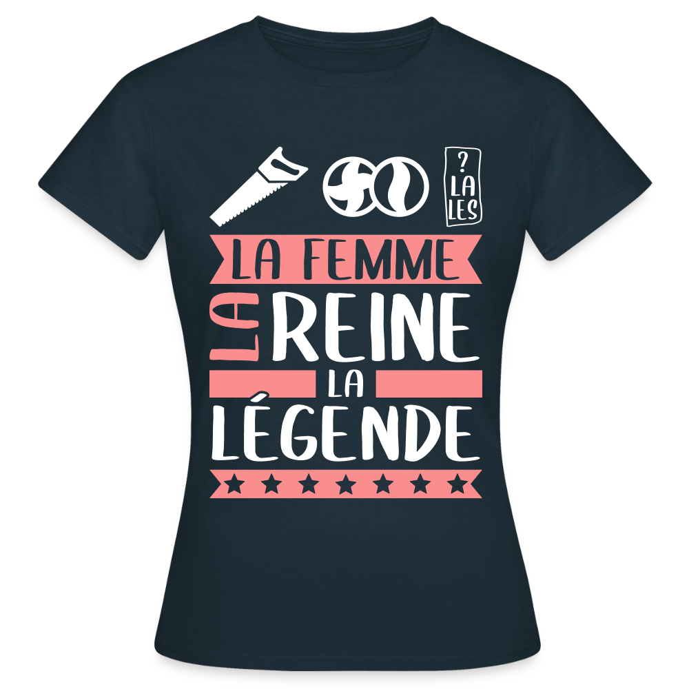 T-shirt femme Sybille rébus – La femme, la reine, la légende - marine