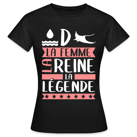 T-shirt femme Audrey rébus – La femme, la reine, la légende - noir