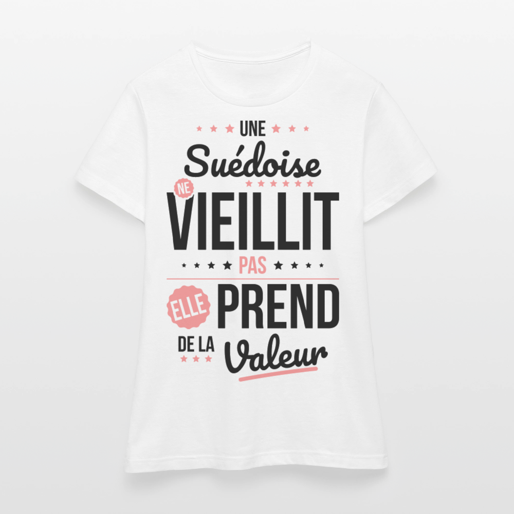 T-shirt Femme - Une Suédoise ne vieillit pas - blanc