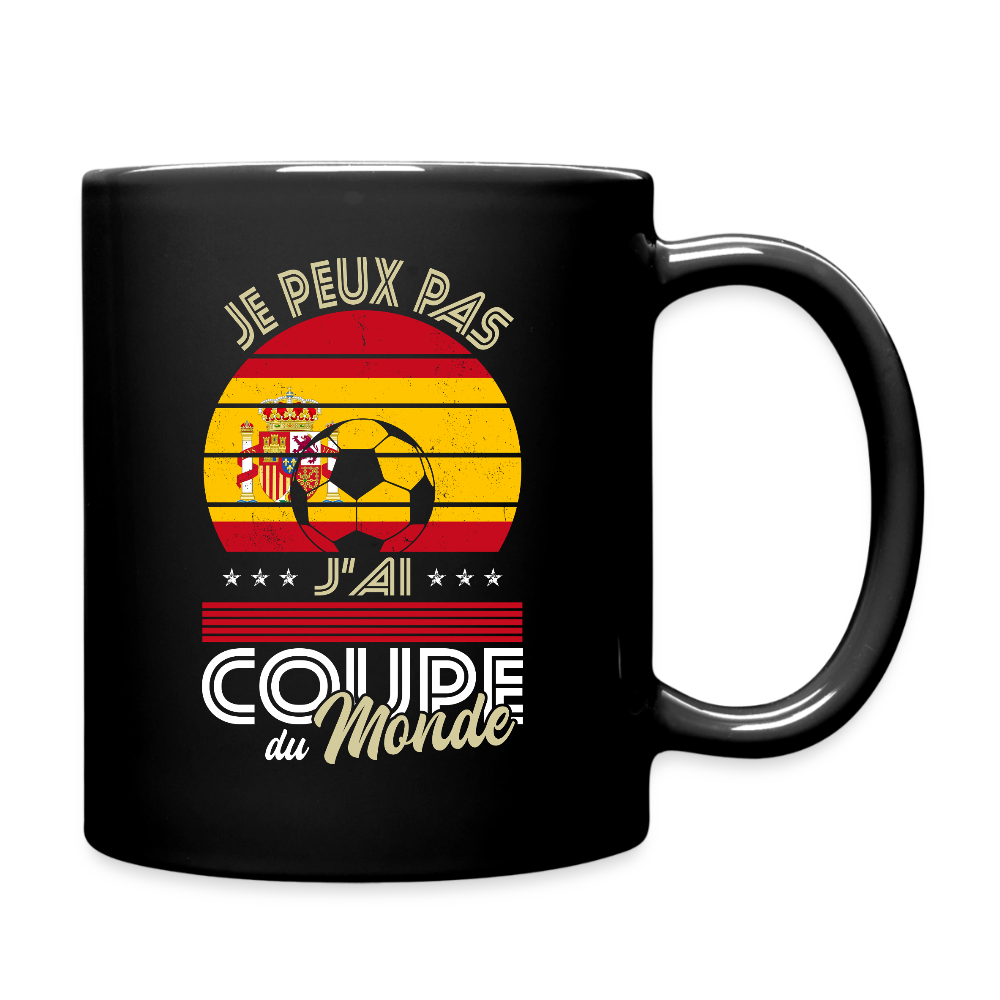 Mug uni - Je peux pas j'ai Coupe du Monde - Espagne - noir