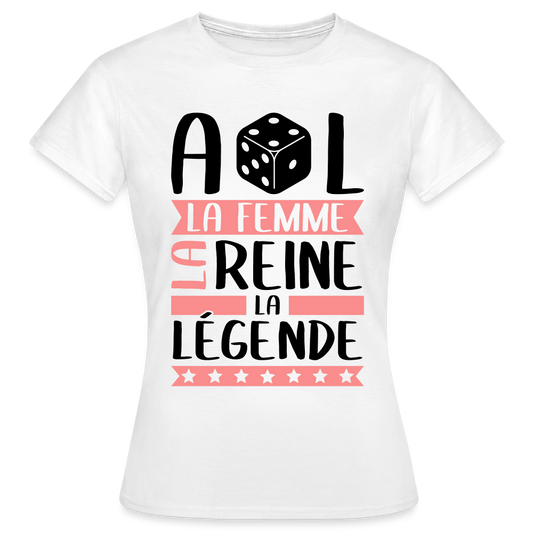 T-shirt femme coloris clair Adèle rébus – La femme, la reine, la légende - blanc