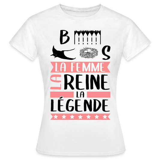 T-shirt femme coloris clair Bérénice rébus – La femme, la reine, la légende - blanc