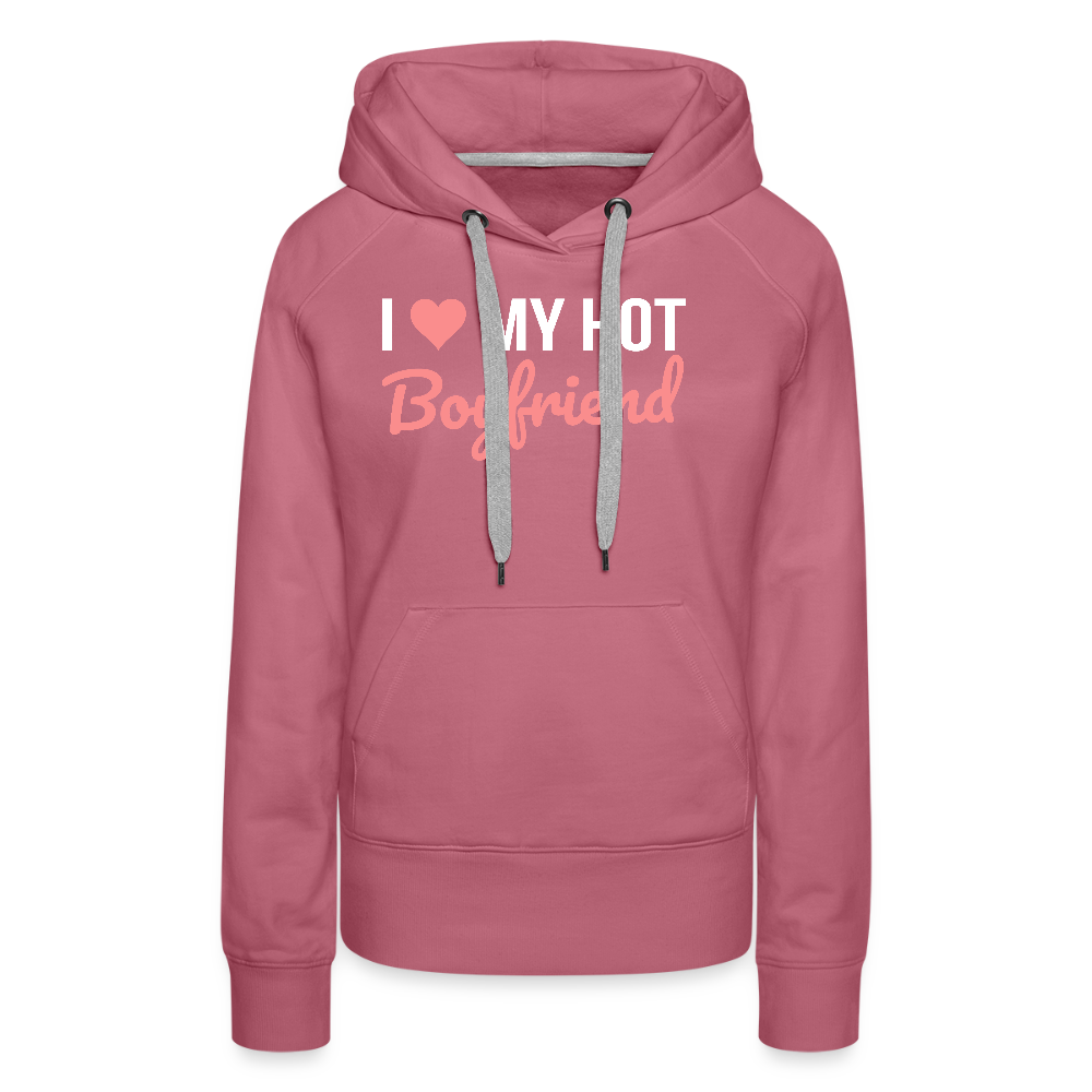 Sweat à Capuche Premium Bio Femme “I Love My Hot Boyfriend” – Idée cadeau Saint-Valentin - mauve