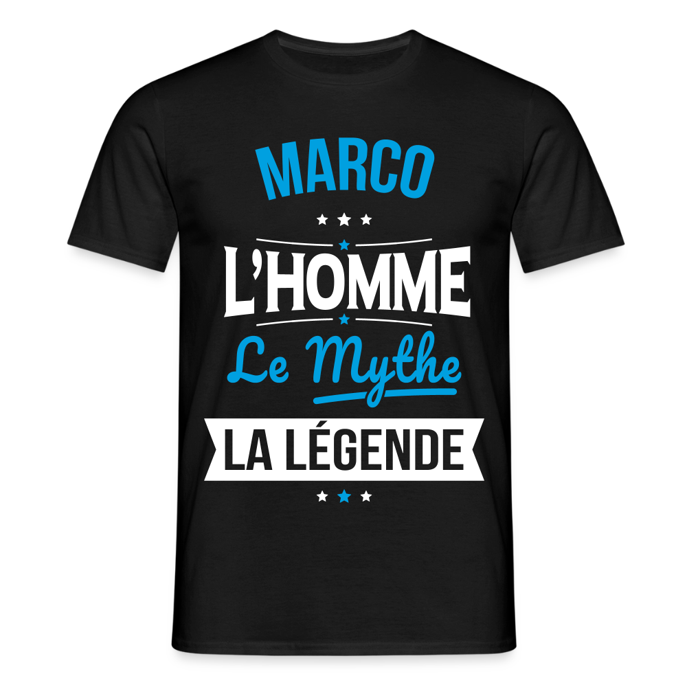 T-shirt Marco l’homme le mythe la légende – Cadeau original homme - noir