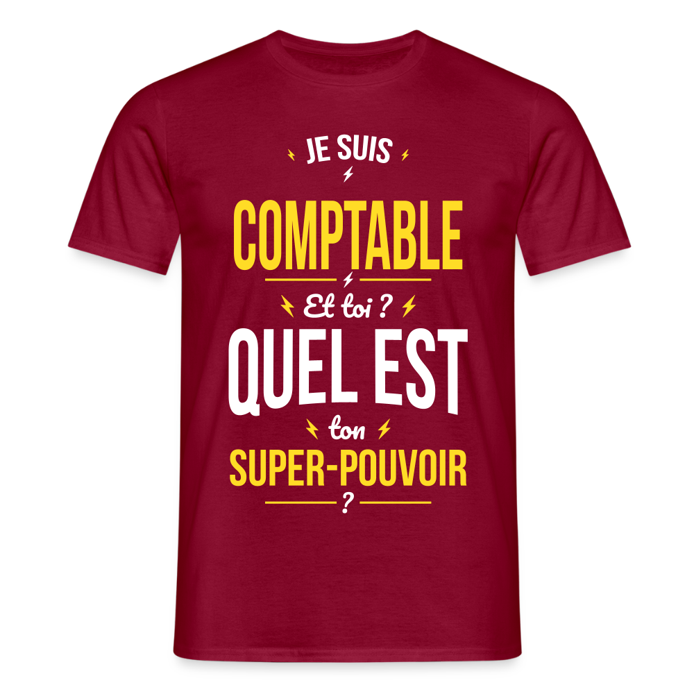 T-shirt Homme - Je suis comptable - Super-pouvoir - rouge brique